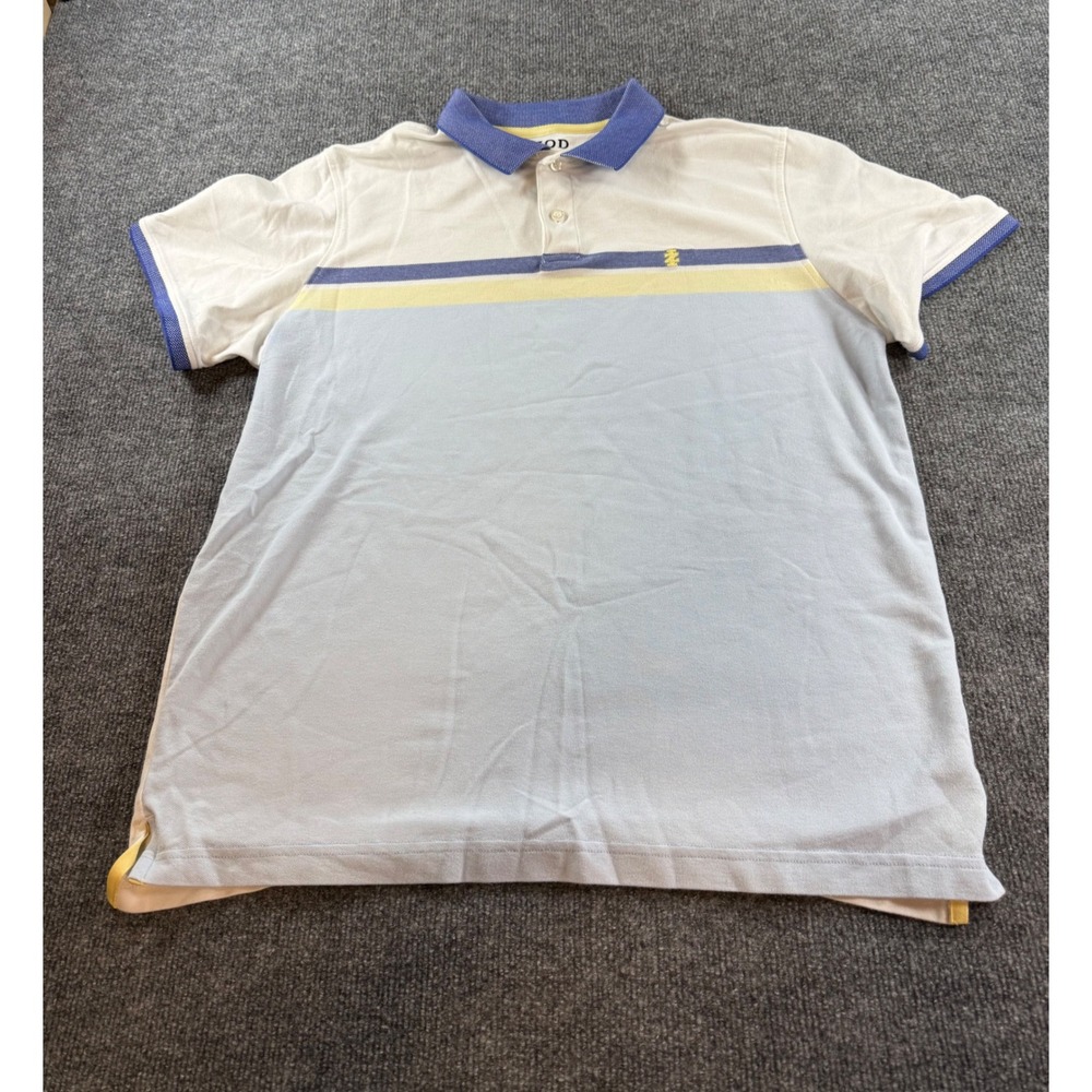 IZOD Advantage Performance Polo Shirt Mens Large Blue White Yellow Colorblock